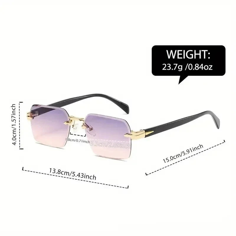 Fashion Rimless Rectangle Sunglasses Unisex