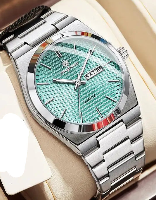 Iconic waffle dial. Integrated steel. Pure modern luxury on your wrist.