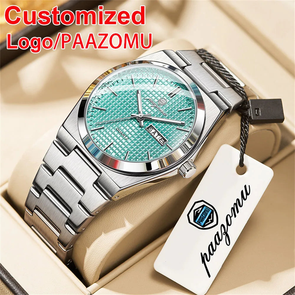 Customized Watch PAAZOMU Luxury Men Clock Fashion Luminous Waterproof Chronograph Date Watch For Man Quartz Men's Watches Relojio